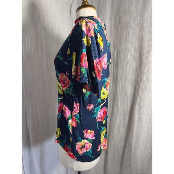 Anne Klein Women's Navy Floral Blouse - Size 8 - Picture 3 of 5